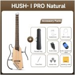 products donner hush i pro acoustic electric travel guitar kit with sound effects natural a151660