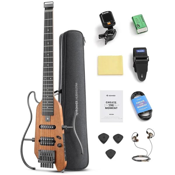 products donner hush x electric guitar headless kit for travel natural a166685