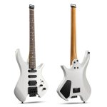 products donner nhl 500 hss solid body electric guitar headless with gig bag white a166116
