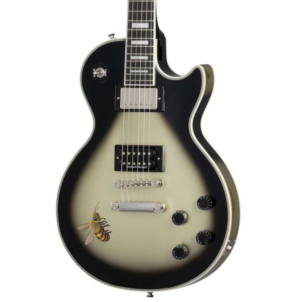 products epiphone adam jones les paul custom art collection mark ryden s queen bee electric guitar antique silverburst a143855