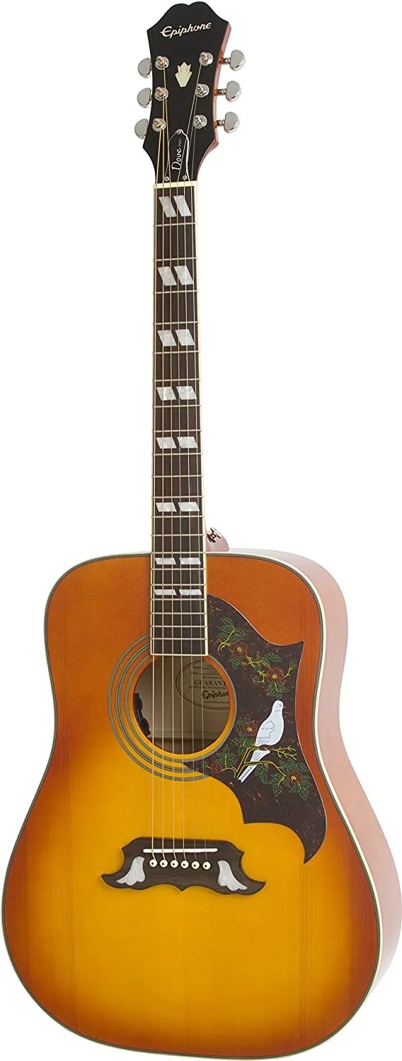 products epiphone dove studio solid top fishman sonitone acoustic electric guitar vintage brown sunburst a152990