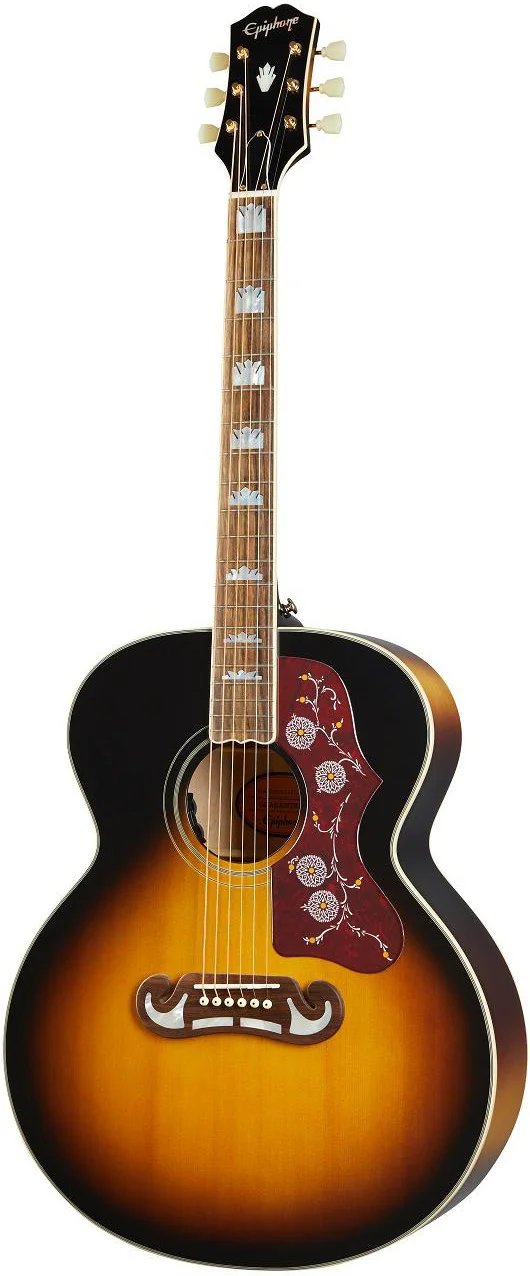 products epiphone j200 all solid wood aged vintage sunburst gloss acoustic electric guitar a143071
