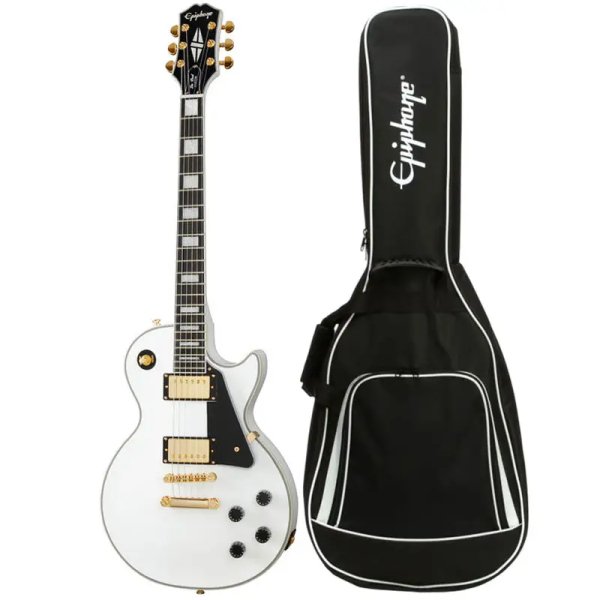 products epiphone les paul custom original collection electric guitar with gig bag alpine white a152846