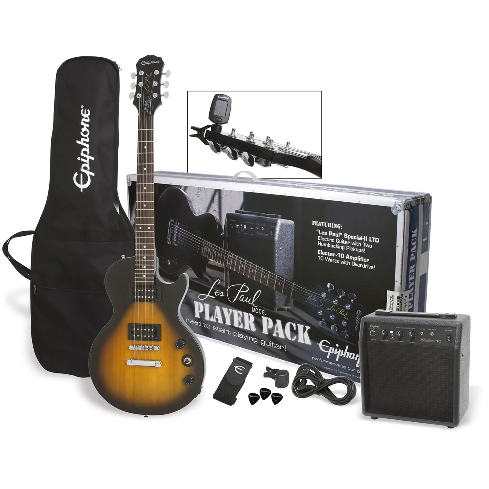products epiphone les paul player pack vintage sunburst a143731 products epiphone les paul player pack vintage sunburst a143731
