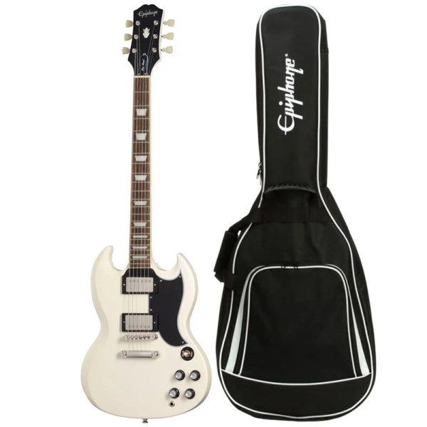 products epiphone sg custom two humbucker electric guitar with gig bag alpine white a152862