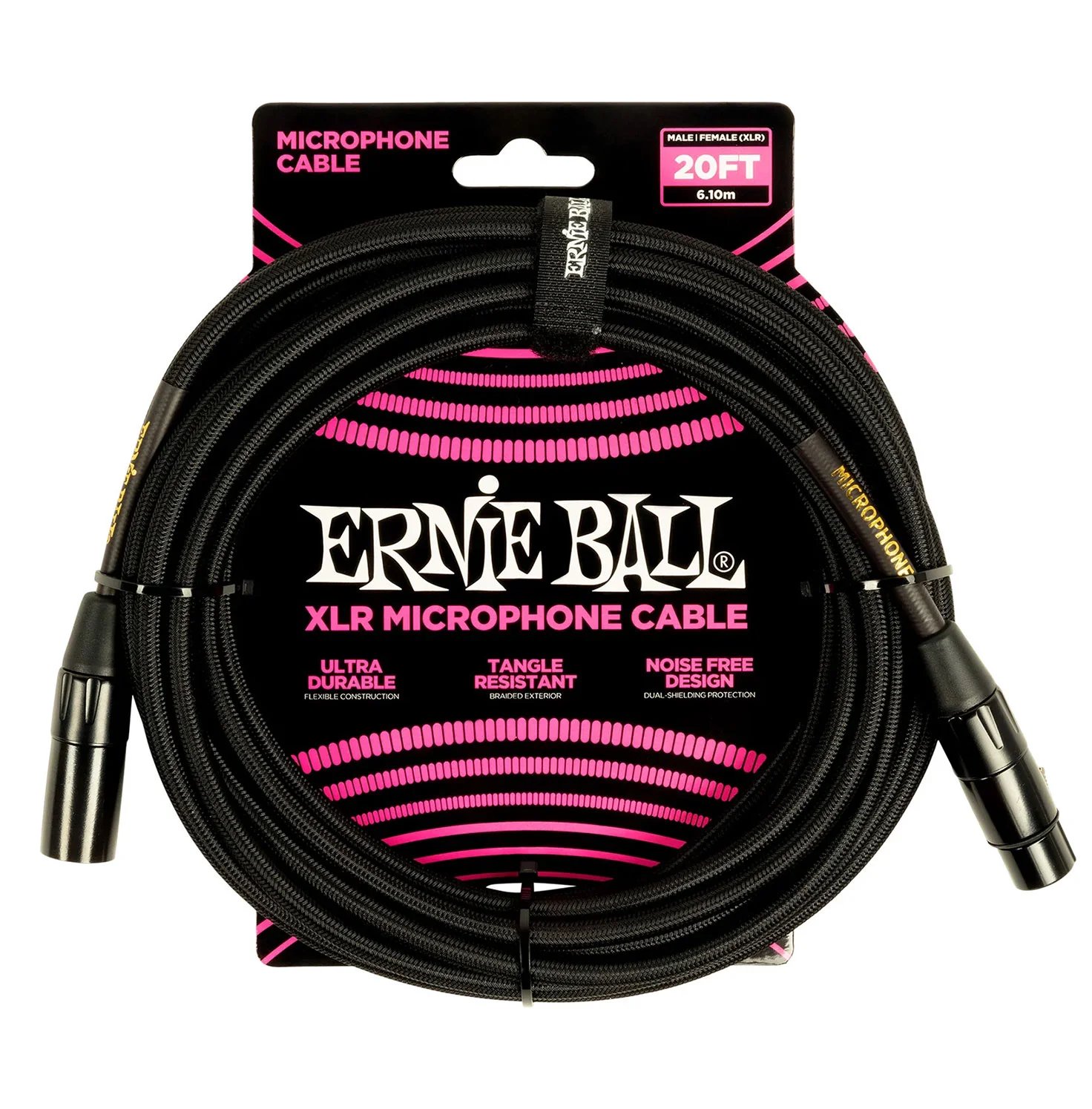 products ernie ball 20ft braided male to female xlr microphone cable black a125075 products ernie ball 20ft braided male to female xlr microphone cable black a125075