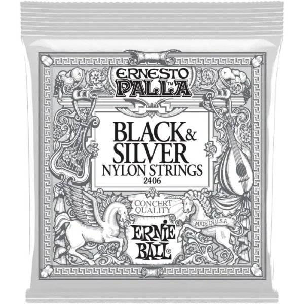 products ernie ball 2406 ernesto palla black and silver nylon classical guitar strings a134672