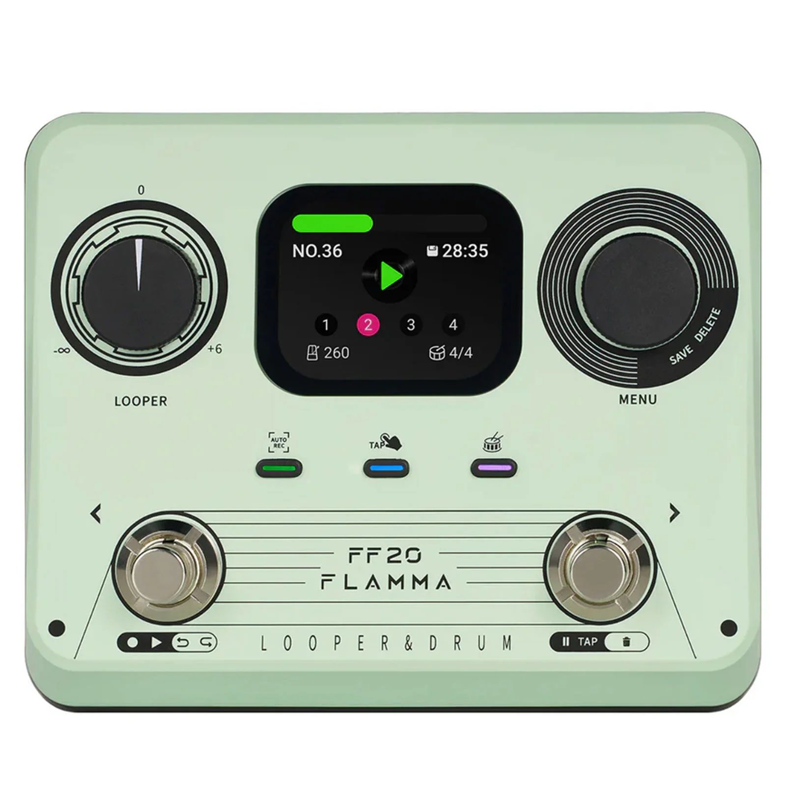 products flamma ff20 stereo dual footswitch looper drum machine pedal mint green a164129 products flamma ff20 stereo dual footswitch looper drum machine pedal mint green a164129