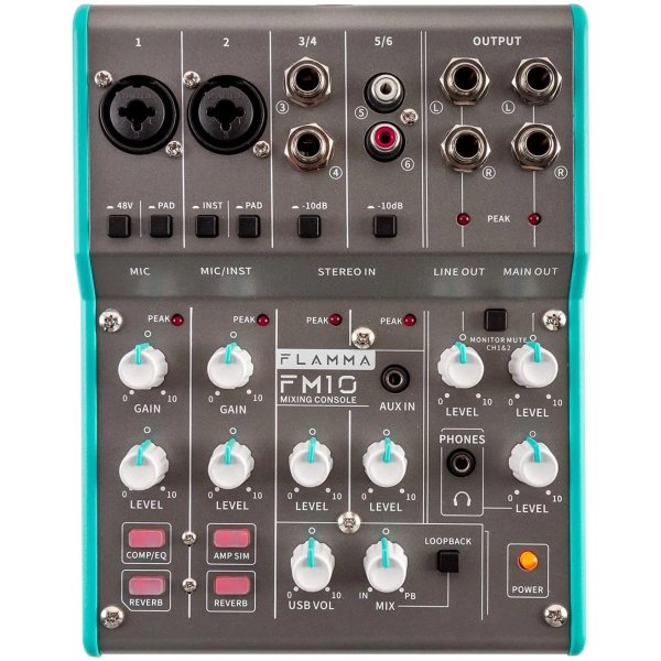 products flamma fm10 professional audio mixer 6 channel stereo digital mixing console a100005