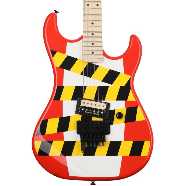 products kramer baretta custom graphics danger zone electric guitar warning tape on white red 7219