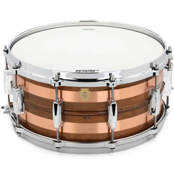 products ludwig copper phonic lc663s raw stripped copper 6 5 x14 snare drum 10114