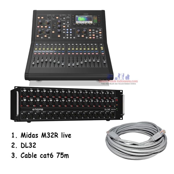 products midas m32r 16 channel digital mixer paket dl32 cable cat6 4767