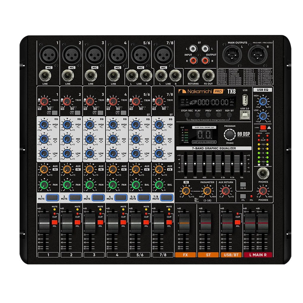 products nakamichi tx8 professional 8 channel audio mixer 9605 products nakamichi tx8 professional 8 channel audio mixer 9605