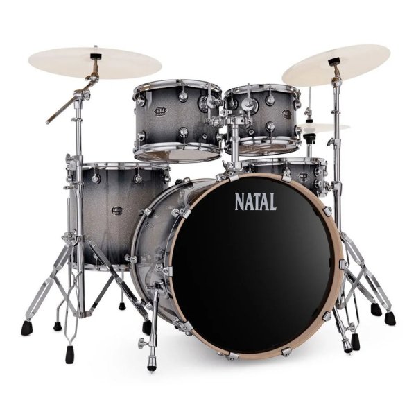products natal arcadia poplar 22 5 piece drum set black silver sparkle 6805