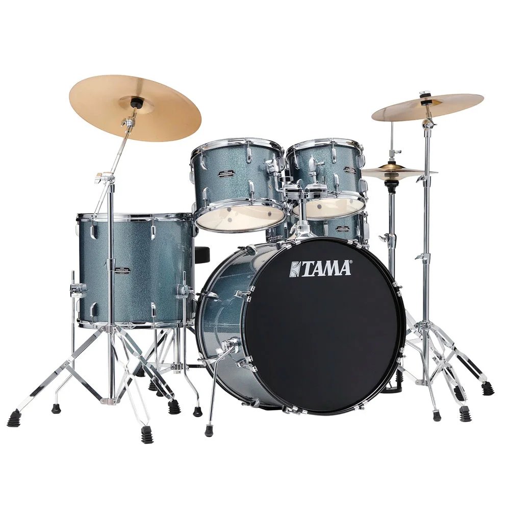 products tama stagestar st52h6c sem 5 piece drum set with cymbals sea blue mist 8485