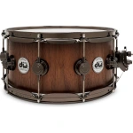 DW Collector’s DCSW10714SNR692 Walnut SNR 14x7 inch Snare Drum, Natural to Quick Ebony Burst with Black Nickel Hardware