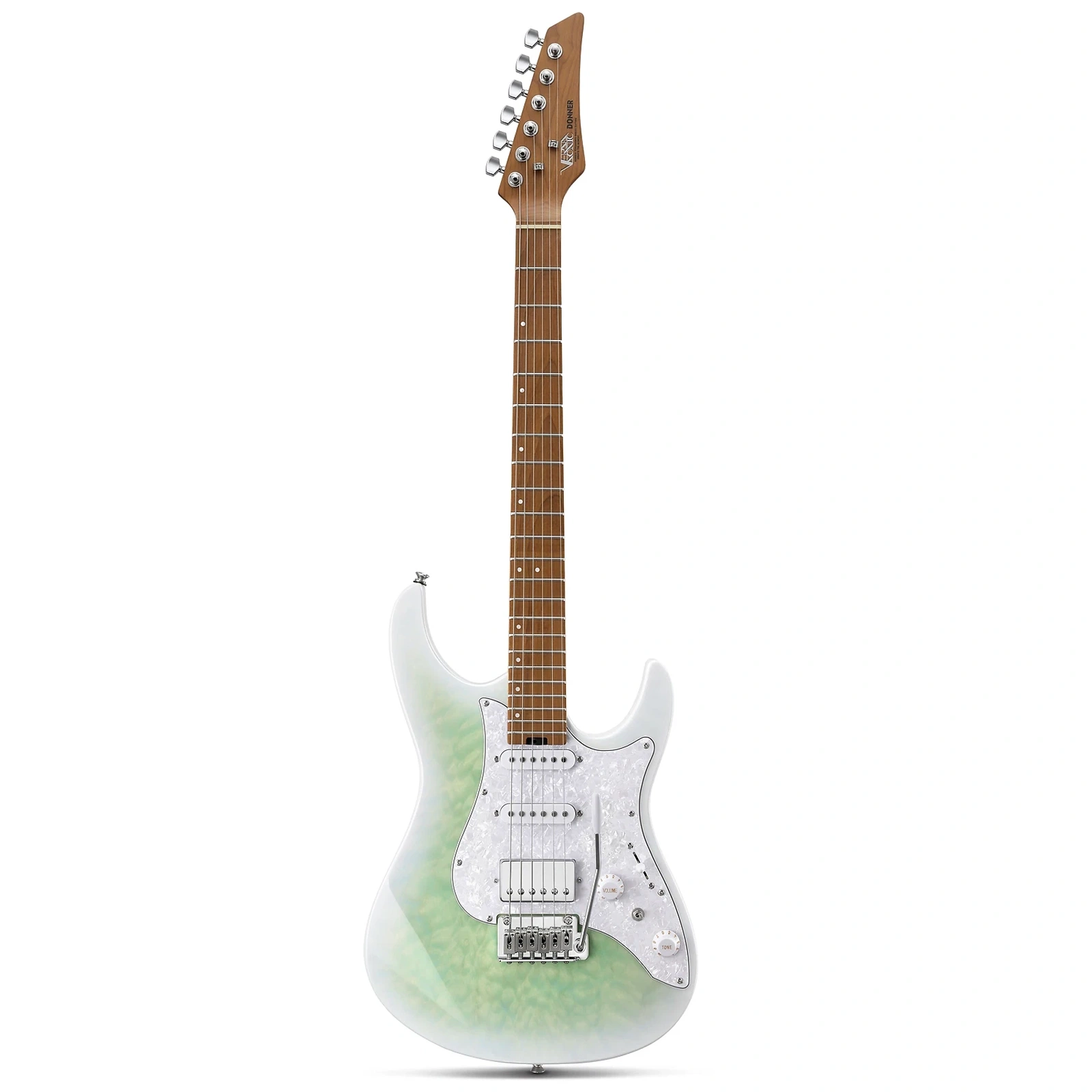 DST-550-Turqoise Donner DST-550 Electric Guitar with Gig Bag and Tremolo Bar, Turquoise Burst - Gambar 1