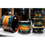 DW Collector's SonicPly Natural Quick Royal Blue Burst over Horizontal Padauk 5 Piece Drumset