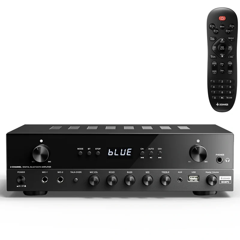 Donner MAMP2 Donner MAMP 2 Stereo Audio Amplifier 2 Channel Bluetooth Receiver - Gambar 1