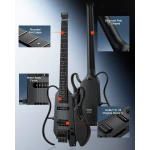 Donner HUSH X LIVE Travel Headless Electric Guitar, Black - Gambar 4