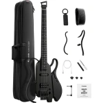 Donner HUSH-X LIVE Travel Headless Electric Guitar MIYAVI Edition, Black