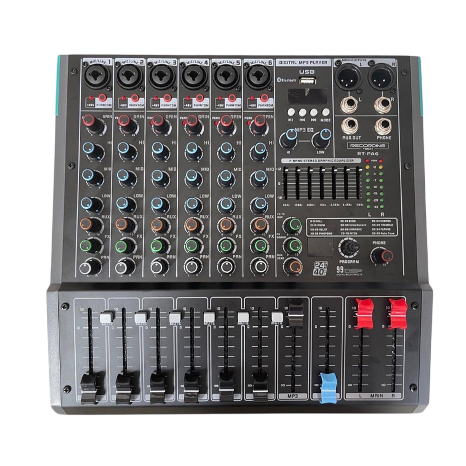 RT-PA6-front Recording Tech RTPA6 Professional Stereo Mixer - Gambar 1