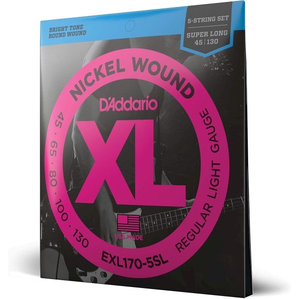 D Addario EXL170-5SL Regular Light Nickel Wound Super Long Scale 5-String Bass Strings
