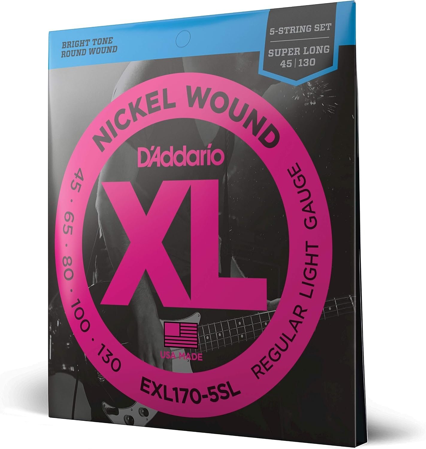 D Addario EXL170-5SL Regular Light Nickel Wound Super Long Scale 5-String Bass Strings D Addario EXL170-5SL Regular Light Nickel Wound Super Long Scale 5-String Bass Strings