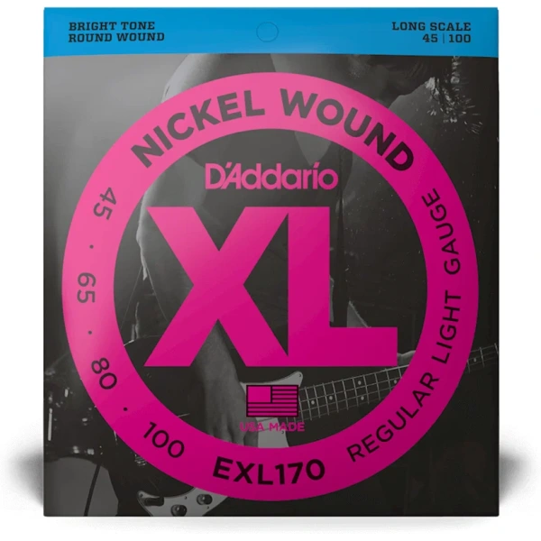 D Addario EXL170 Nickel Wound Bass Guitar Strings, Light, 45-100, Long Scale