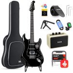 Donner DST Seeker Deluxe HSS Pickup Electric Guitar, Black with Accessories