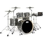 DW Collector's DWe Electronic-Acoustic 5 Piece Drum Set, Black Galaxy