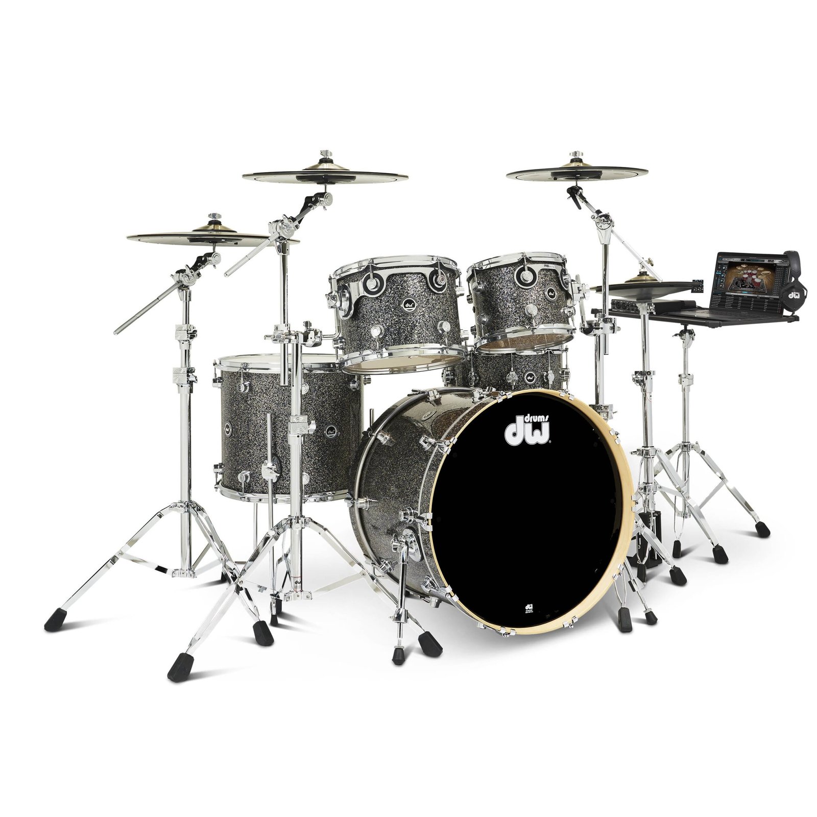 DWe-Black-Galaxy DW Collector's DWe Electronic-Acoustic 5 Piece Drum Set, Black Galaxy - Gambar 1
