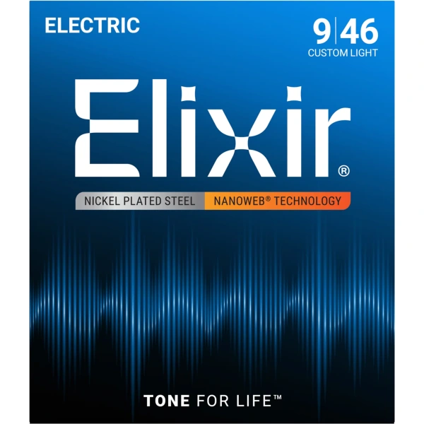 Elixir 12027 Nanoweb Electric Guitar Strings, Custom Light, 9-46