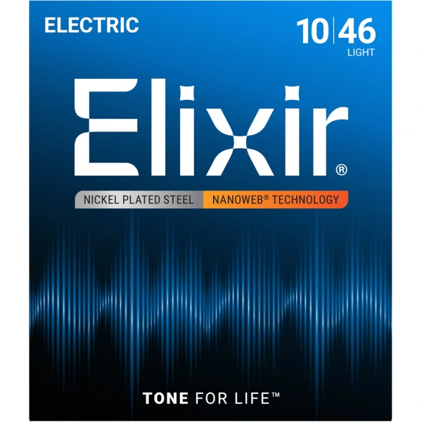Elixir 12052 Nanoweb Electric Guitar Strings, Light, 10-46