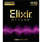 Elixir 21027 Attune Phosphor Bronze Acoustic Guitar Strings, Custom Light, 11-52
