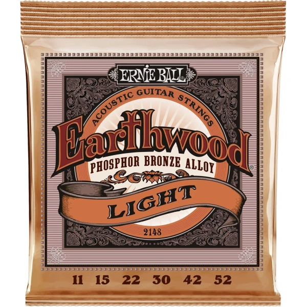 Ernie Ball 2148 Earthwood Light Phosphor Bronze Acoustic Guitar Strings, 11-52