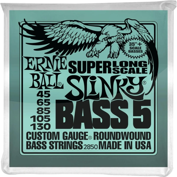 Ernie Ball 2850 Bass 5 Slinky Super Long Scale Electric Bass Strings, 45-130