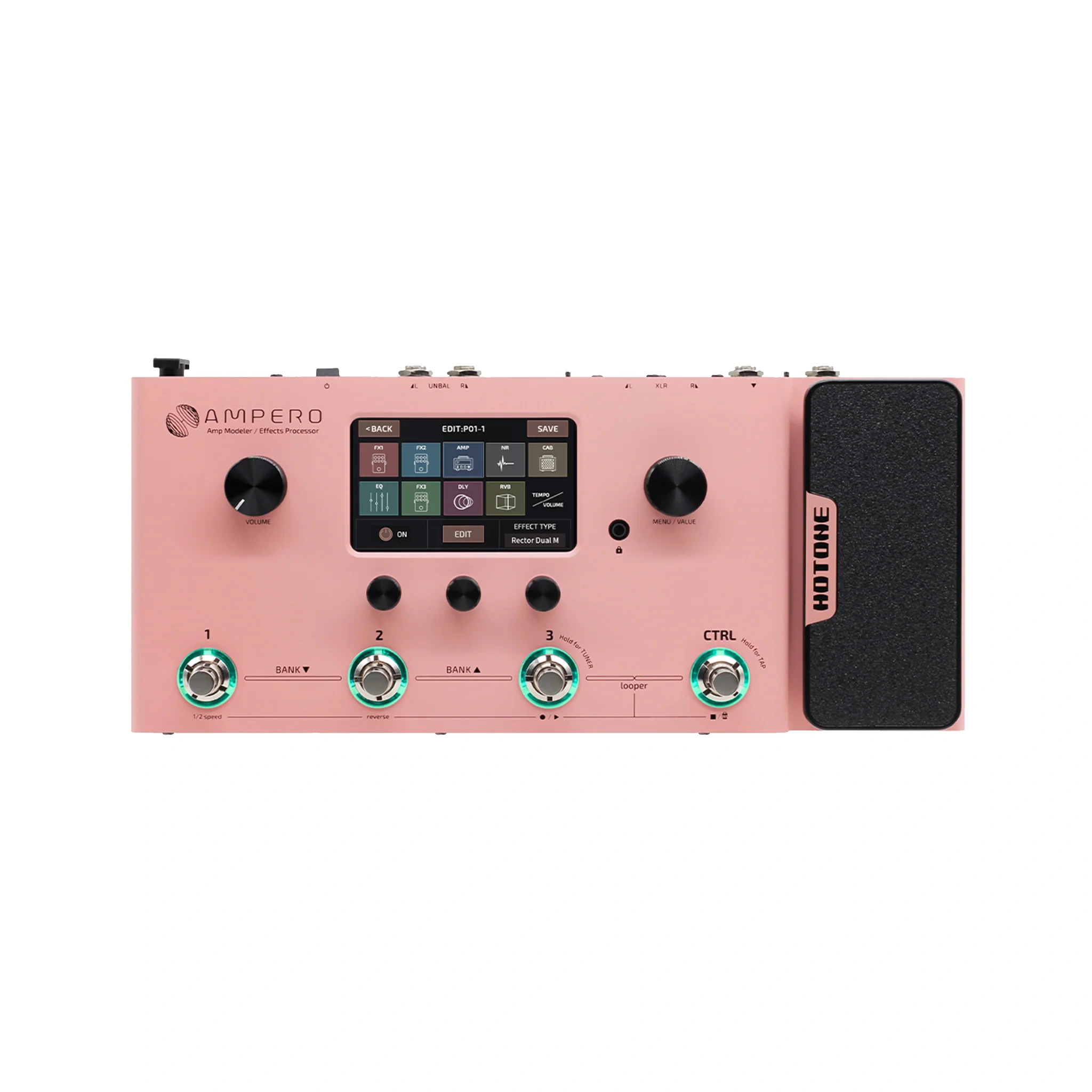 Hotone Limited Edition MP-100 Ampero Multieffects Pedal, Pink Hotone Limited Edition MP-100 Ampero Multieffects Pedal, Pink