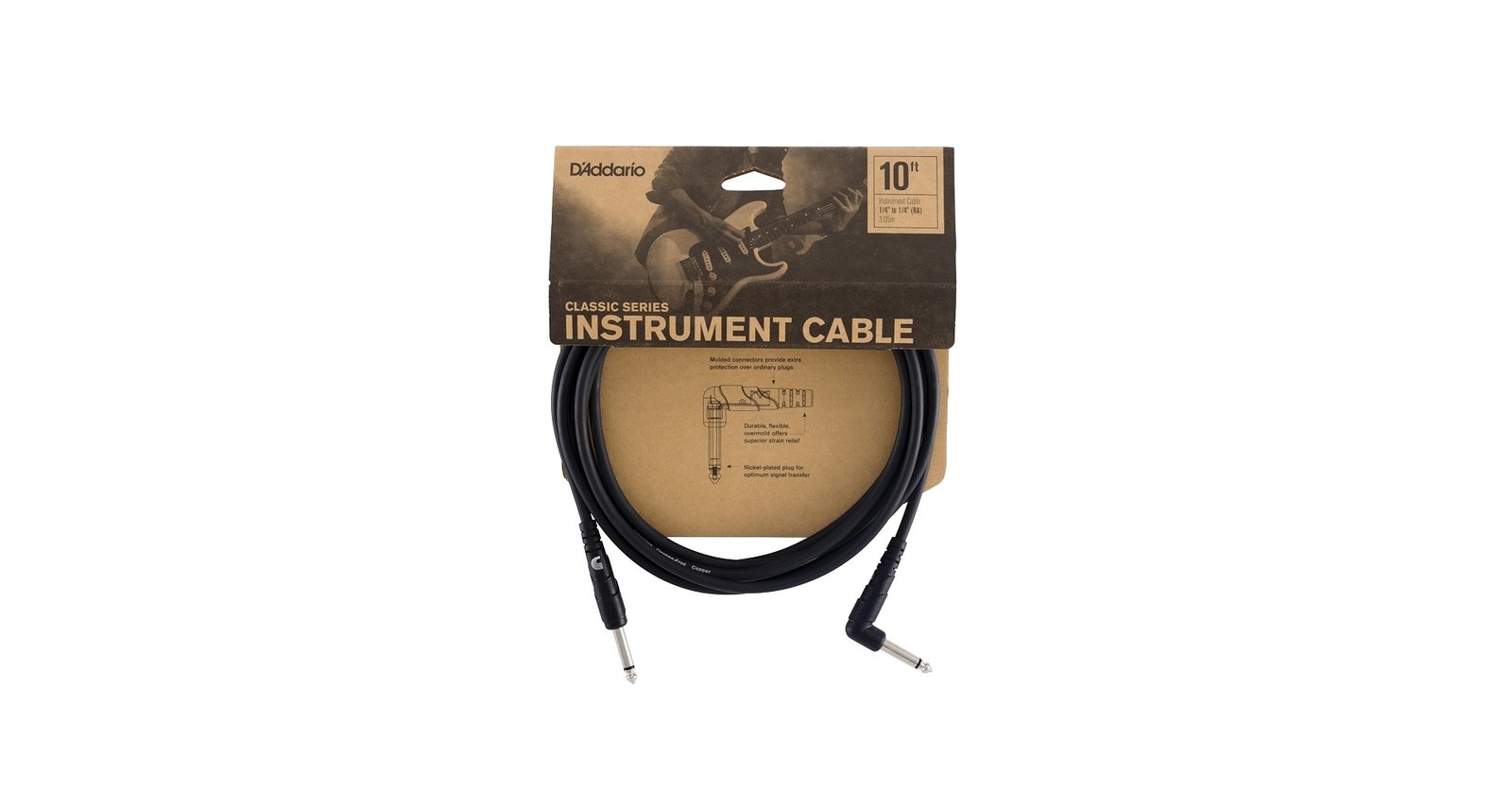 PWCGTRA D’ADDARIO PLANET WAVES PWCGTRA 10 RA SINGLE CONDUCTOR INSTR CABLE 10FT
