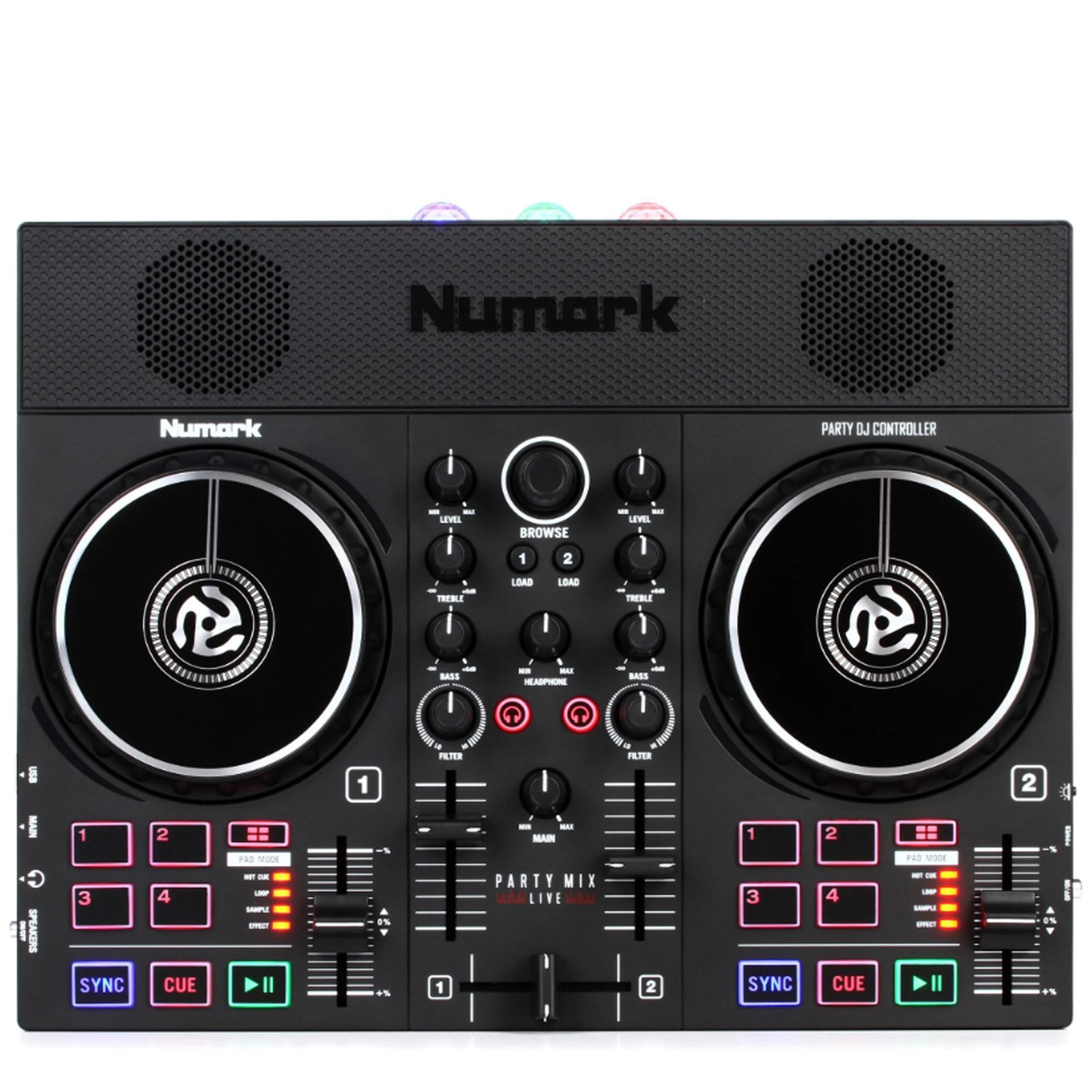 Party-mix-live-dj-controller Numark Party Mix Live DJ Controller with Built-in Light Show & Speakers - Gambar 1