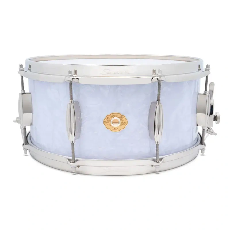 SLFP6514SSK016 Slingerland Radio King Artist Snare Drum 14x6.5 White Marine Pearl - Gambar 1