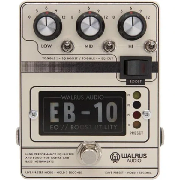 Walrus Audio EB-10 Preamp/EQ/Boost Guitar Effects Pedal, Cream