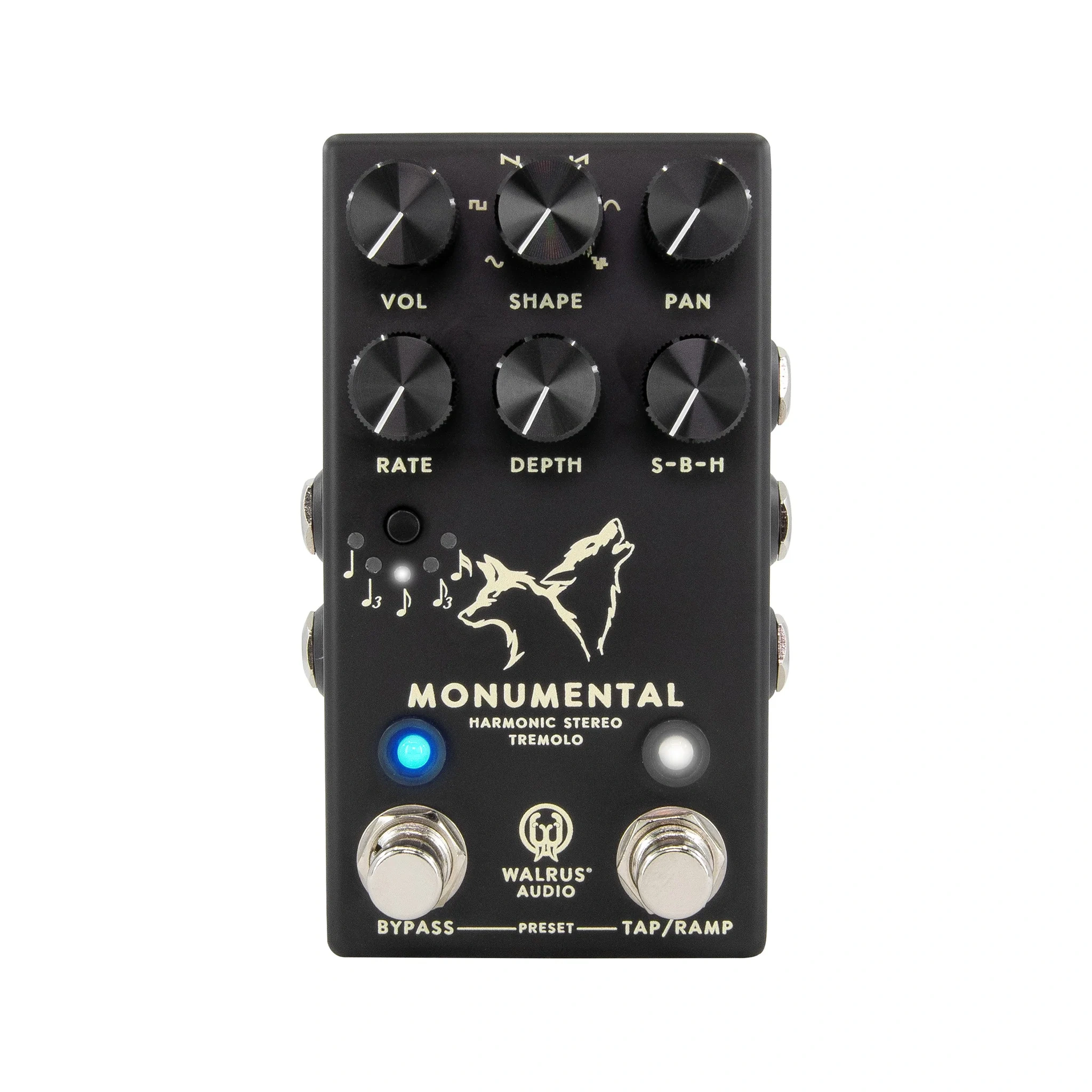 Walrus Audio Monumental Stereo Harmonic Tap Tremolo Guitar Effects Pedal, Black Walrus-Audio-Monumental-Stereo-Harmonic-Tap-Tremolo-Guitar-Effects-Pedal-Black